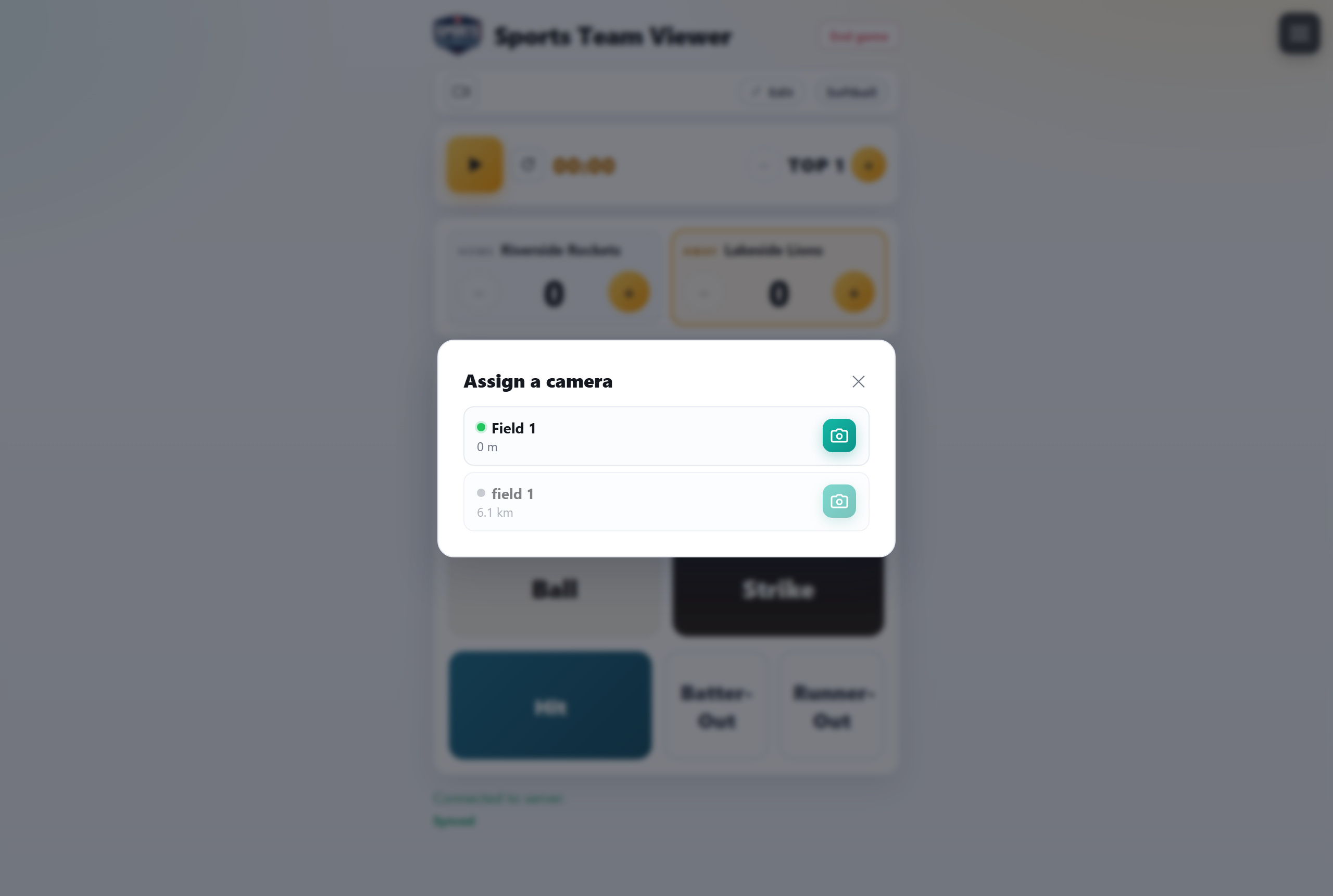 The camera picker — nearby idle cameras, sorted by distance.