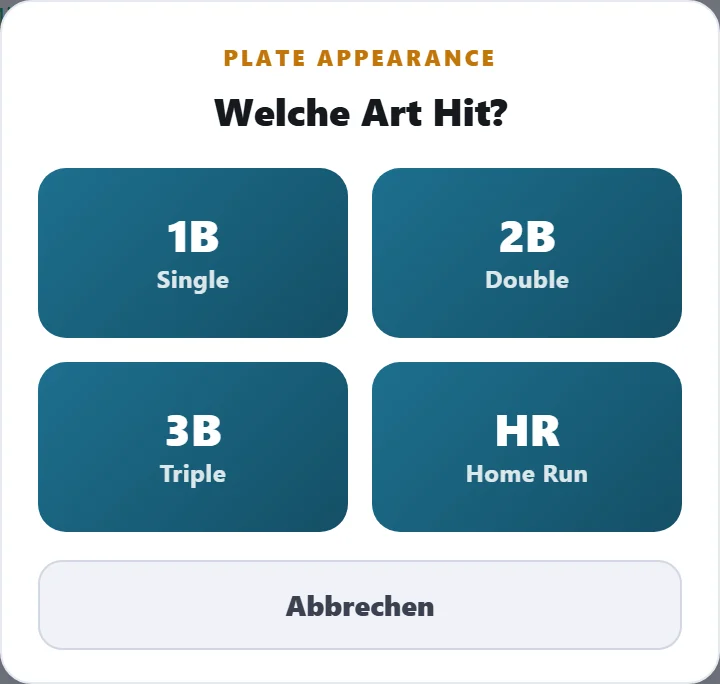 Nach Hit: wähle, wie weit der Batter kam.
