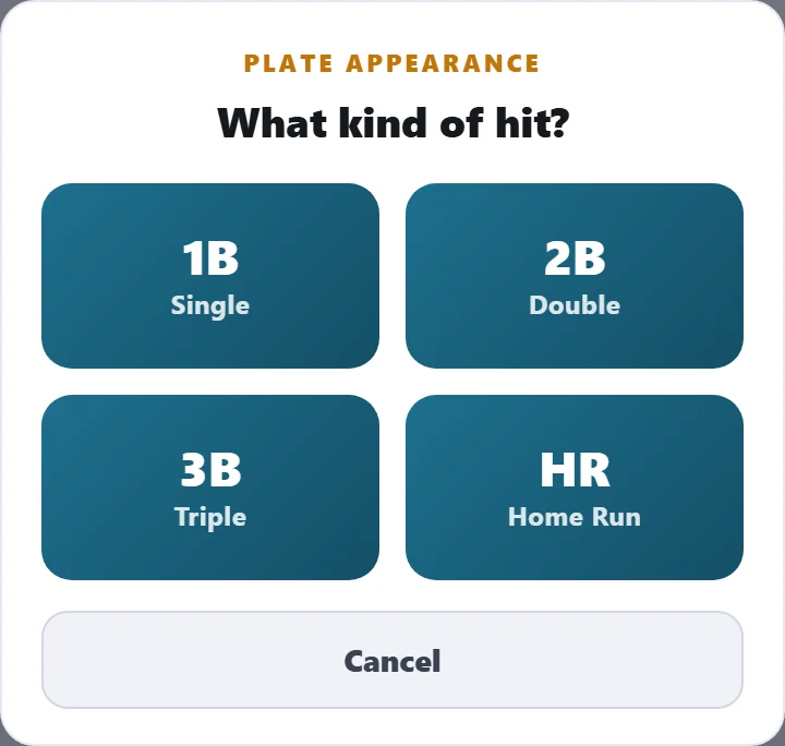 After Hit: choose how far the batter got.