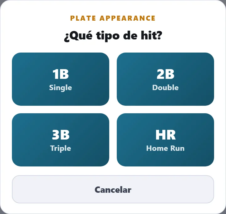 Tras Hit: elige hasta dónde llegó el bateador.