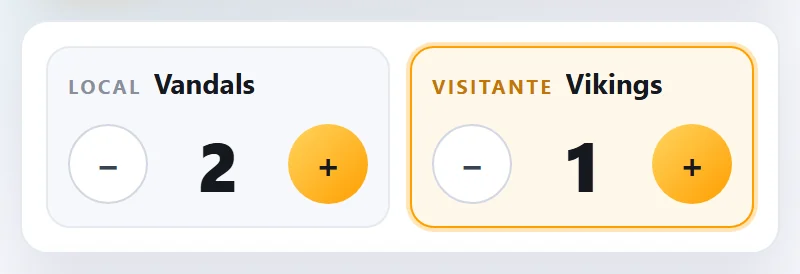 Vandals 2 – Vikings 1. Batean los Vikings, por eso su tarjeta es naranja.