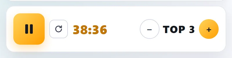 Chrono en marche à 38:19, haut de la 3e manche.