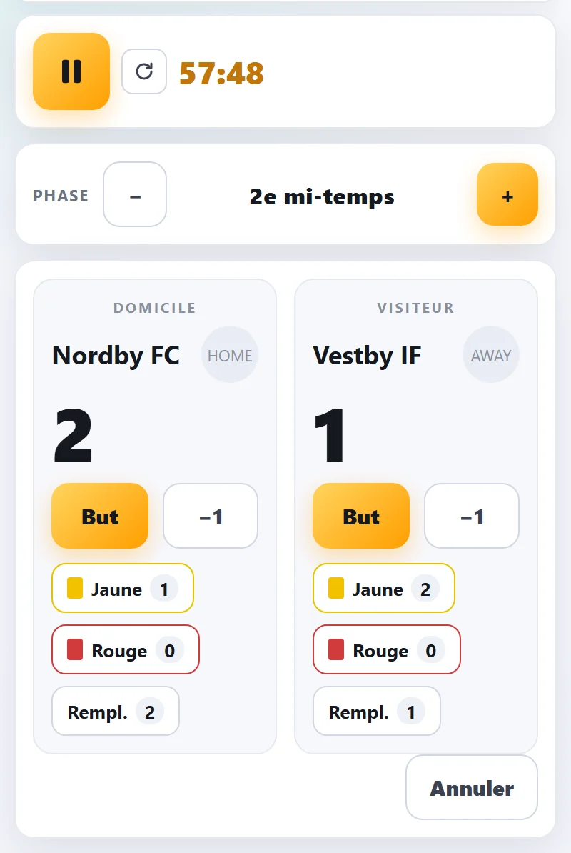 Football : phase, buts, cartons et remplacements.