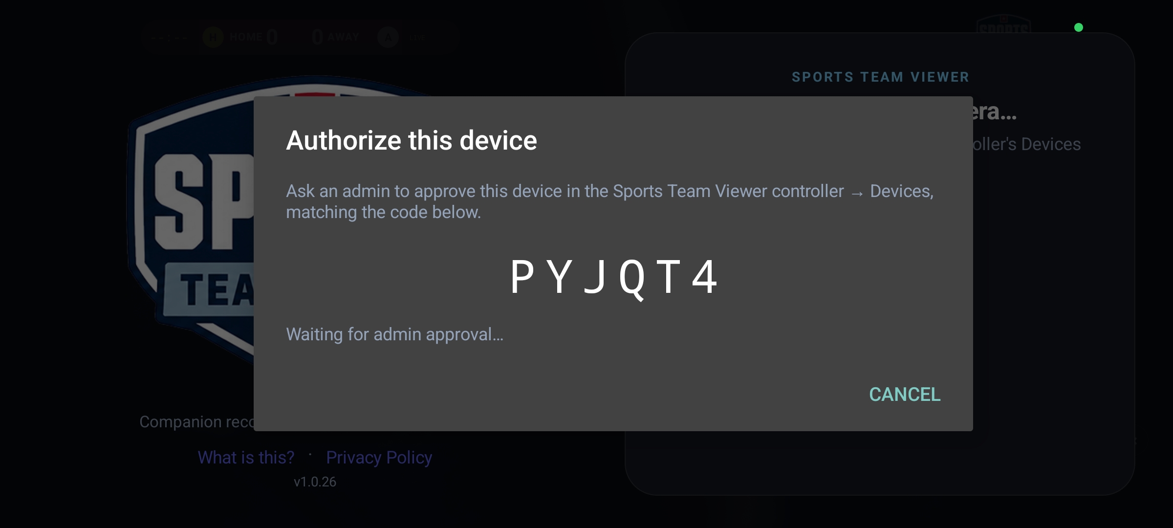 A brand-new phone showing its enroll code while it waits to be approved.