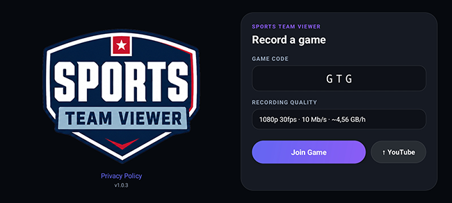 The join screen — enter the server address and game code.